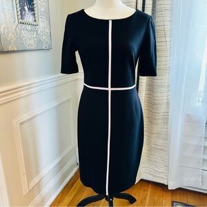 Bailey 44 Black Straight Short Sleeve Dress with White Trim